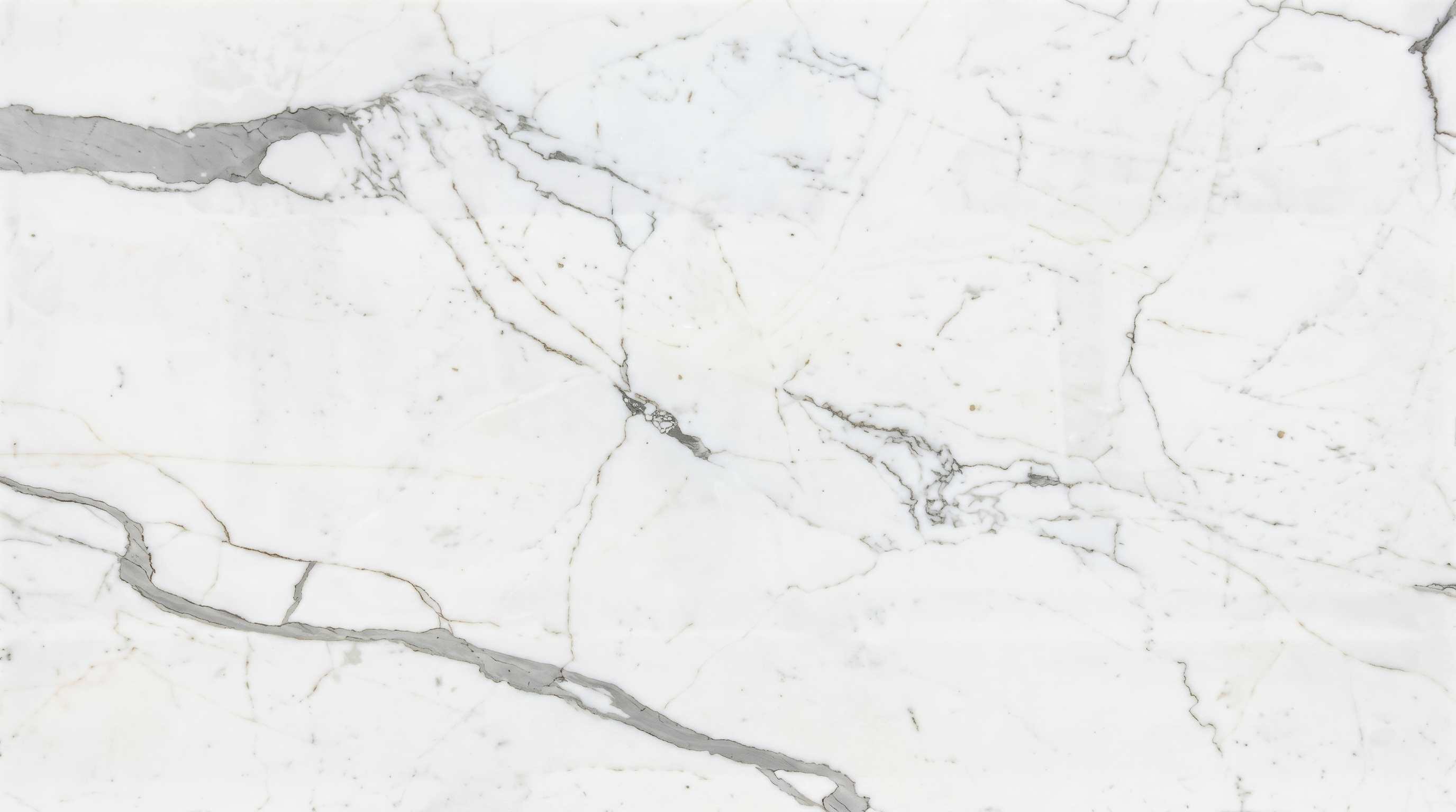 Premium Calacatta White Imported Marble featuring bold dramatic grey and gold veining on a pure luminous white background. High-quality polished slab supplied wholesale in Kishangarh.